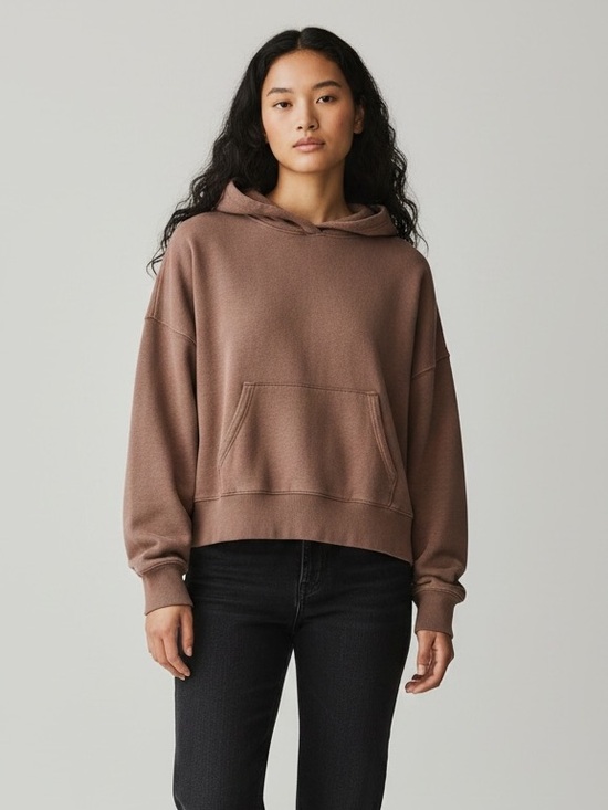 American Eagle Outfitters Sweaters - American Eagle Outfitters Cropped Mauve-Brown Hooded Pullover
